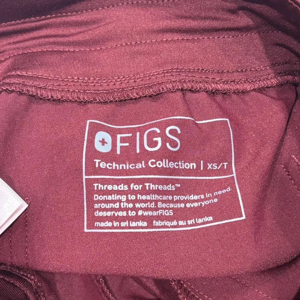 Yola High-Rise Slim Scrub Pant™ Burgundy XS Tall NWOT